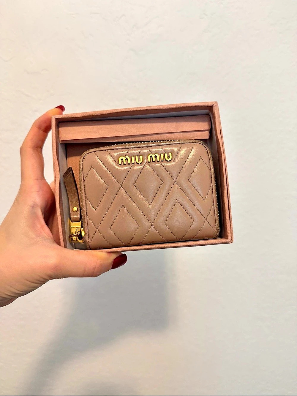 Miu Miu Matelassé Zip-Around Wallet Quilted Zip-Around Wallet in Taupe